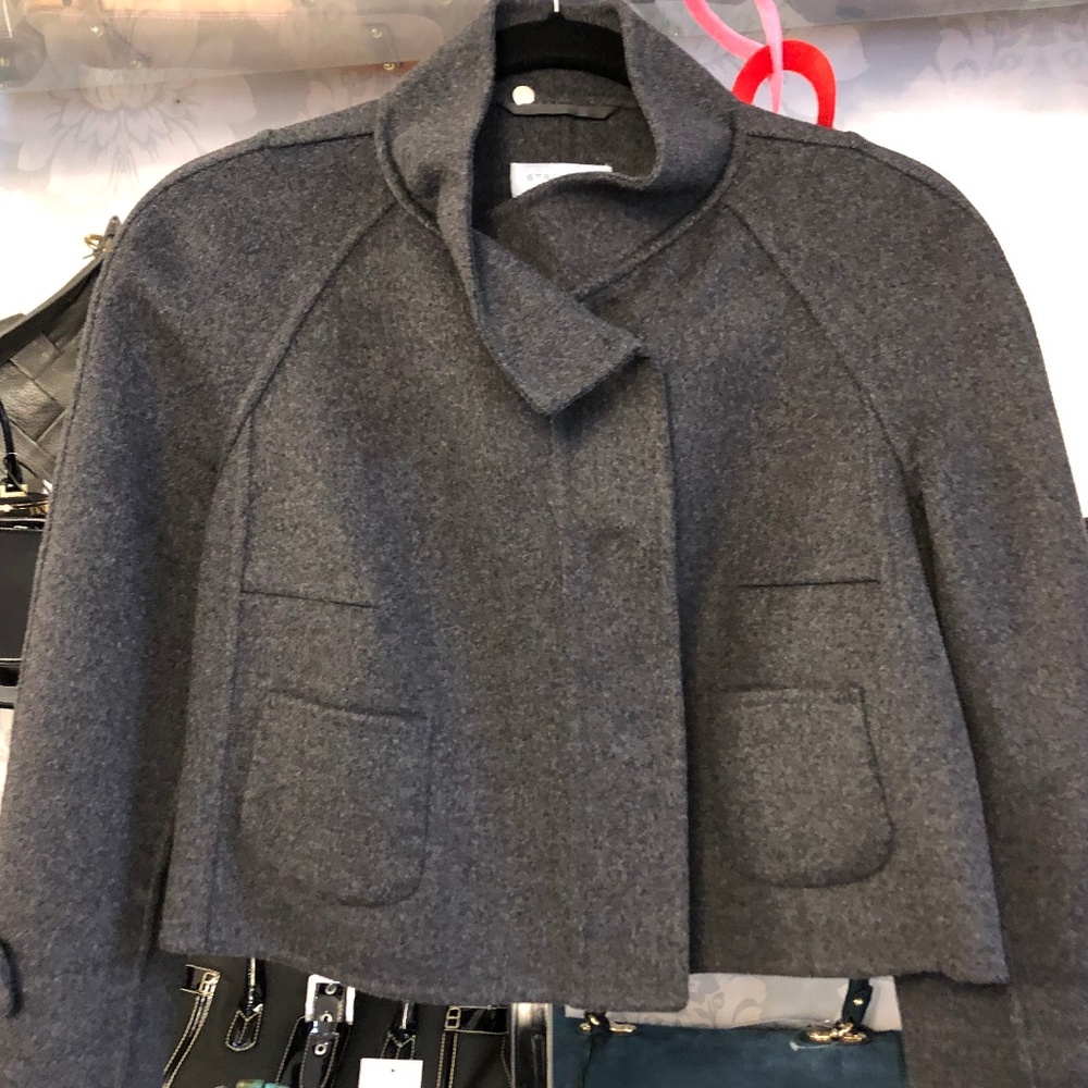 STRENESSE BLUE Gray Wool Blend Button Front Jacket